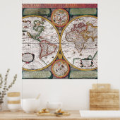 kaart van de wereld poster (Keuken)