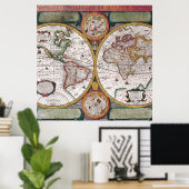 kaart van de wereld poster (Thuiskantoor)