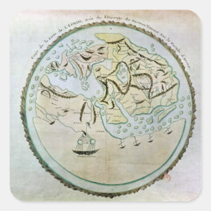 Kaart van de wereld vierkante sticker