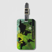 Kaart-van-de-wereld vliegreizen gepersonaliseerd bagagelabel (Voorkant (verticaal))