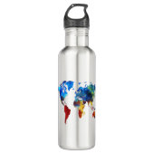 kaart van de wereldillustratie waterfles  (Voorkant)