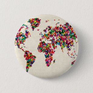 Kaart van de Wereldkaart Ronde Button 5,7 Cm
