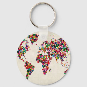 Kaart van de Wereldkaart Sleutelhanger