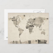 Kaart van de Wereldkaart van oude Briefkaarten (Voorkant / Achterkant)