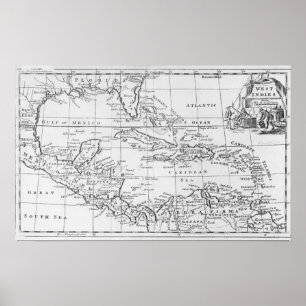 Kaart van de West Indies Poster