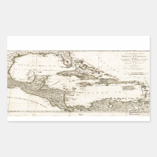 Kaart van de West Indies van Samuel Dunn (1774) Rechthoekige Sticker