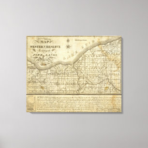 Kaart van de Westerne reserve Canvas Afdruk