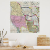  kaart van de Westerne Verenigde Staten (1846) Poster (Keuken)