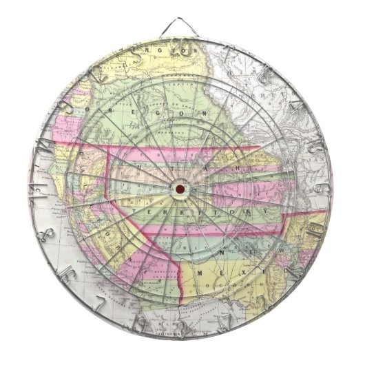  kaart van de Westerne Verenigde Staten (1853) Dartbord (Voorkant)