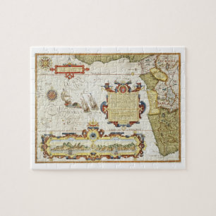 Kaart van de westkust van Afrika, 1596 (met de han Legpuzzel