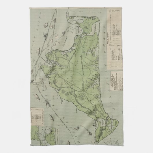 kaart van de wijngaard Marthas (1913) Theedoek (Verticaal)