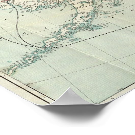 Kaart van de witte pas & route Yukon en verbinding Poster (Hoek)