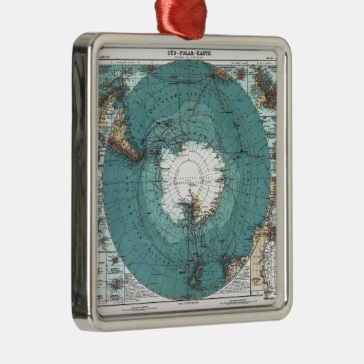 Kaart van de Zuidpool Metalen Ornament (Rechts)