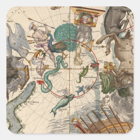  kaart van de zuidpool vierkante sticker (Voorkant)