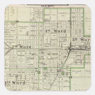 Kaart van Decatur City, Sullivan en Macon Vierkante Sticker