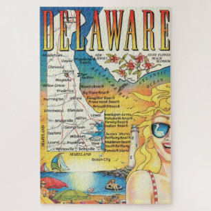  kaart van Delaware 20x30 Legpuzzel