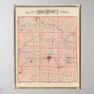 Kaart van Delaware County Poster