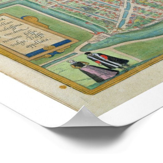 Kaart van Delft, van "Civitates Orbis Terrarum" do Poster (Hoek)