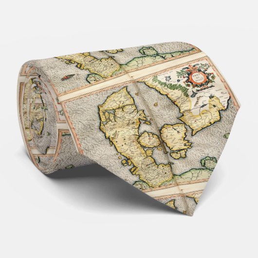  kaart van Denemarken (1596) Stropdas (Opgerold)