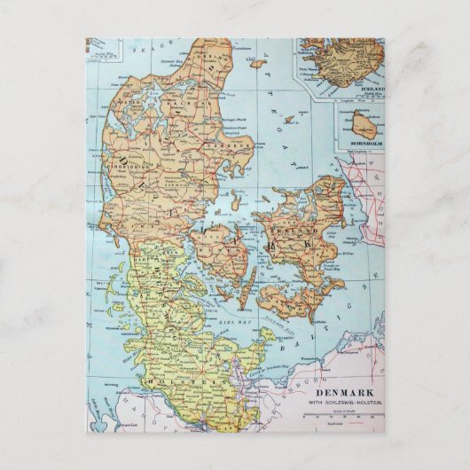 kaart van Denemarken (1905) (Voorkant)