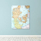  kaart van Denemarken (1905) Canvas Afdruk (Insitu (Houten vloer))
