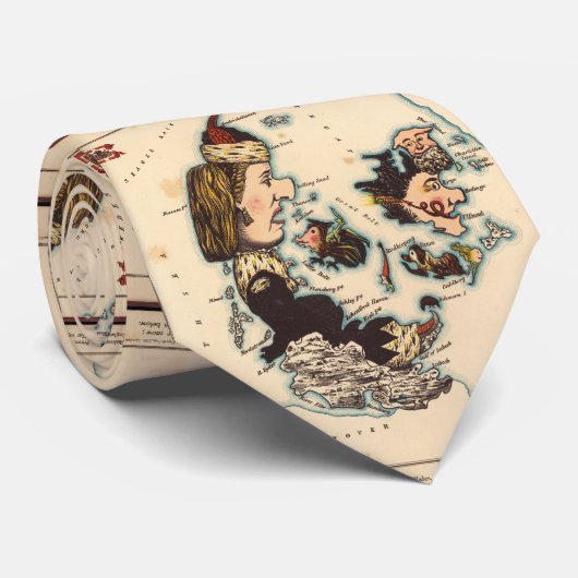  kaart van Denemarken met illustraties (1868) Stropdas (Opgerold)