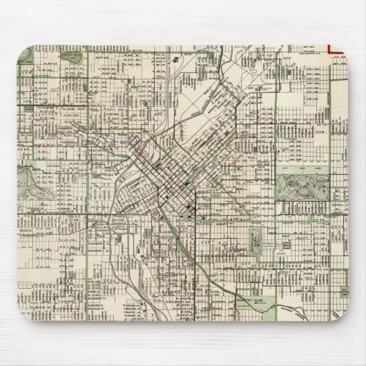  kaart van Denver Colorado (1920) Muismat (Voorkant)