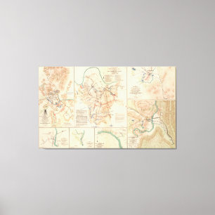 kaart van diverse burgeroorlogsslagvelden (1895) canvas afdruk