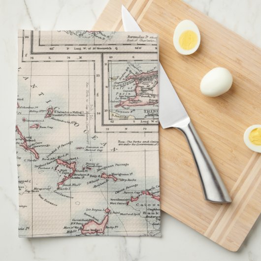 kaart van diverse Caribische eilanden (1906) Theedoek (Quarter Fold)