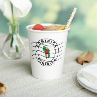 Kaart van Dominica, poststempel Papieren Bekers