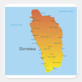 kaart van Dominica Vierkante Sticker (Voorkant)