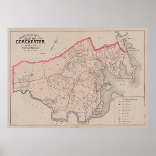 kaart van Dorchester MA (1884) Poster