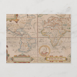Kaart van Drake's Circumnavigation van het Wereldb