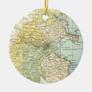 kaart van Dublin en omringende gebieden (1900) Keramisch Ornament