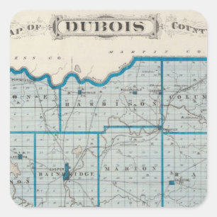 Kaart van Dubois County Vierkante Sticker