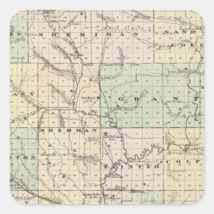 Kaart van Dunn County, staat Wisconsin Vierkante Sticker