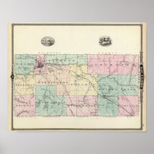 Kaart van Eau Claire County, staat Wisconsin Poster