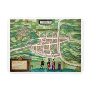 Kaart van Edinburgh, van "Civitates Orbis Terrarum Magneet