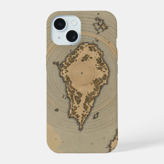 Kaart van een fantasie-eiland in vintage stijl iPhone 15 hoesje