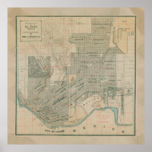 kaart van El Paso TX (1914) Poster