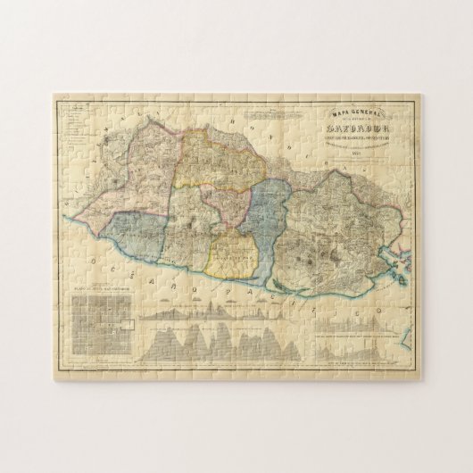  kaart van El Salvador (1858) Legpuzzel (Horizontaal)