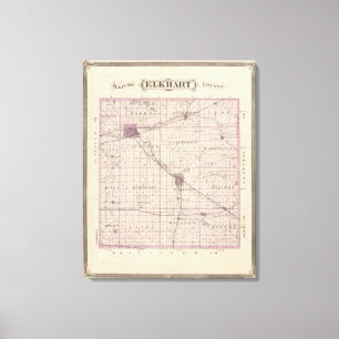 Kaart van Elkhart County Canvas Afdruk