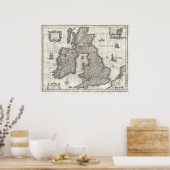 kaart van Engeland en Ierland (1631) Poster (Keuken)