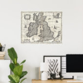 kaart van Engeland en Ierland (1631) Poster (Thuiskantoor)