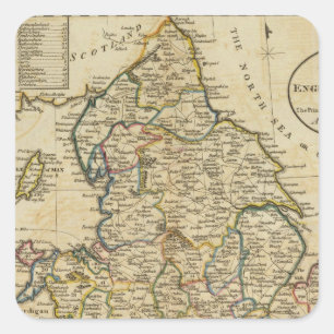 Kaart van Engeland en Wales Vierkante Sticker