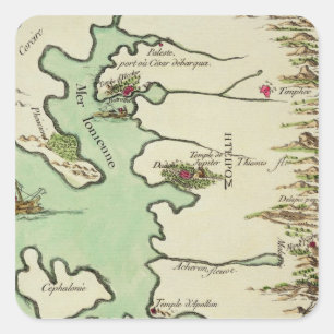 Kaart van Epirus voor "Andromache" door Jean Racin Vierkante Sticker