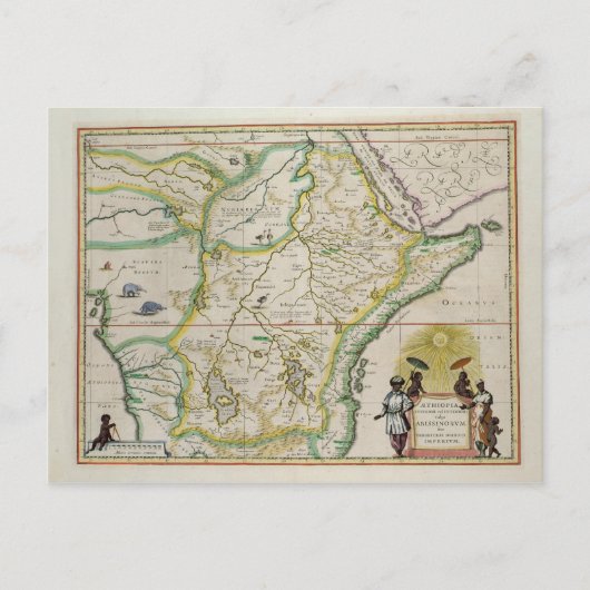 Kaart van Ethiopië met vijf Afrikaanse staten (Voorkant)