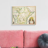 Kaart van Ethiopië met vijf Afrikaanse staten Canvas Afdruk (Insitu (Woonkamer))