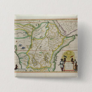 Kaart van Ethiopië met vijf Afrikaanse staten Vierkante Button 5,1 Cm