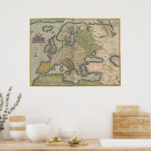  kaart van Europa (1570) Poster (Keuken)